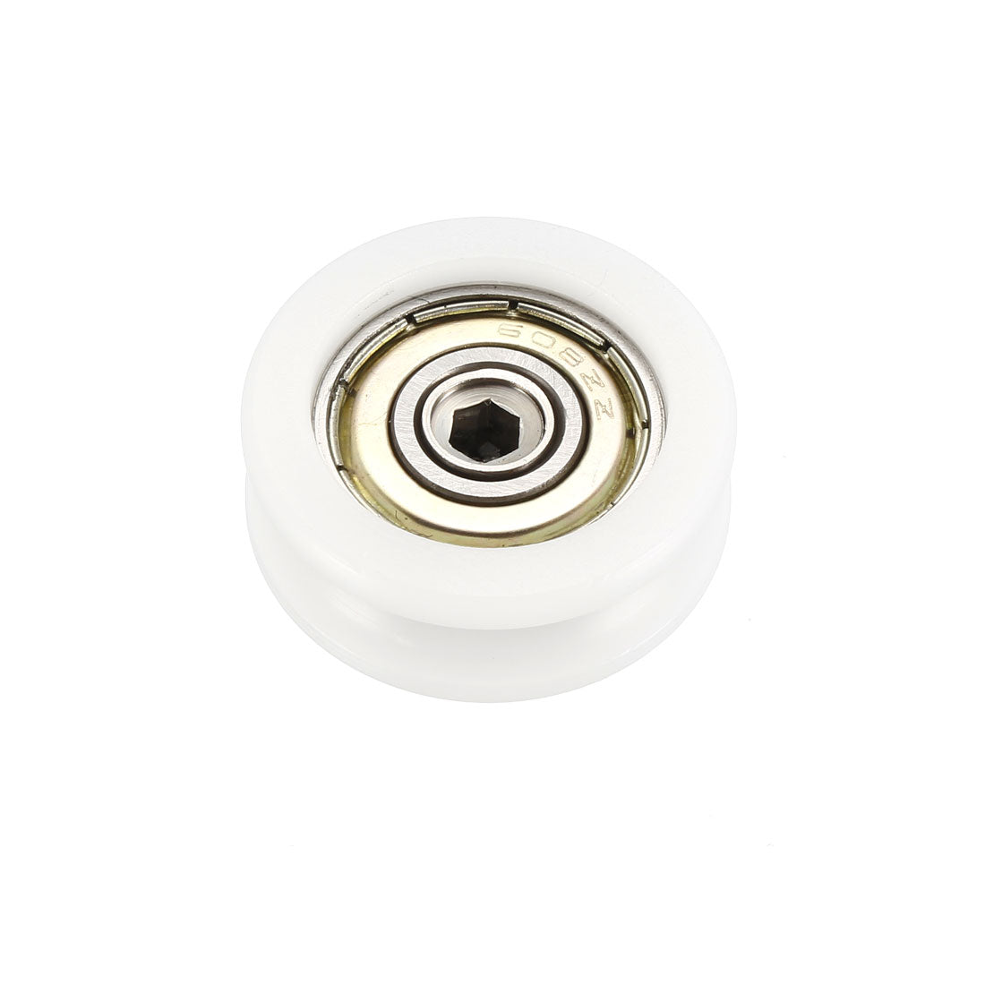 uxcell Uxcell 2.5mm Deep Metal V Groove Threaded Rod Track Guide Bearing Pulley Wheel White 30x11mm 1pcs