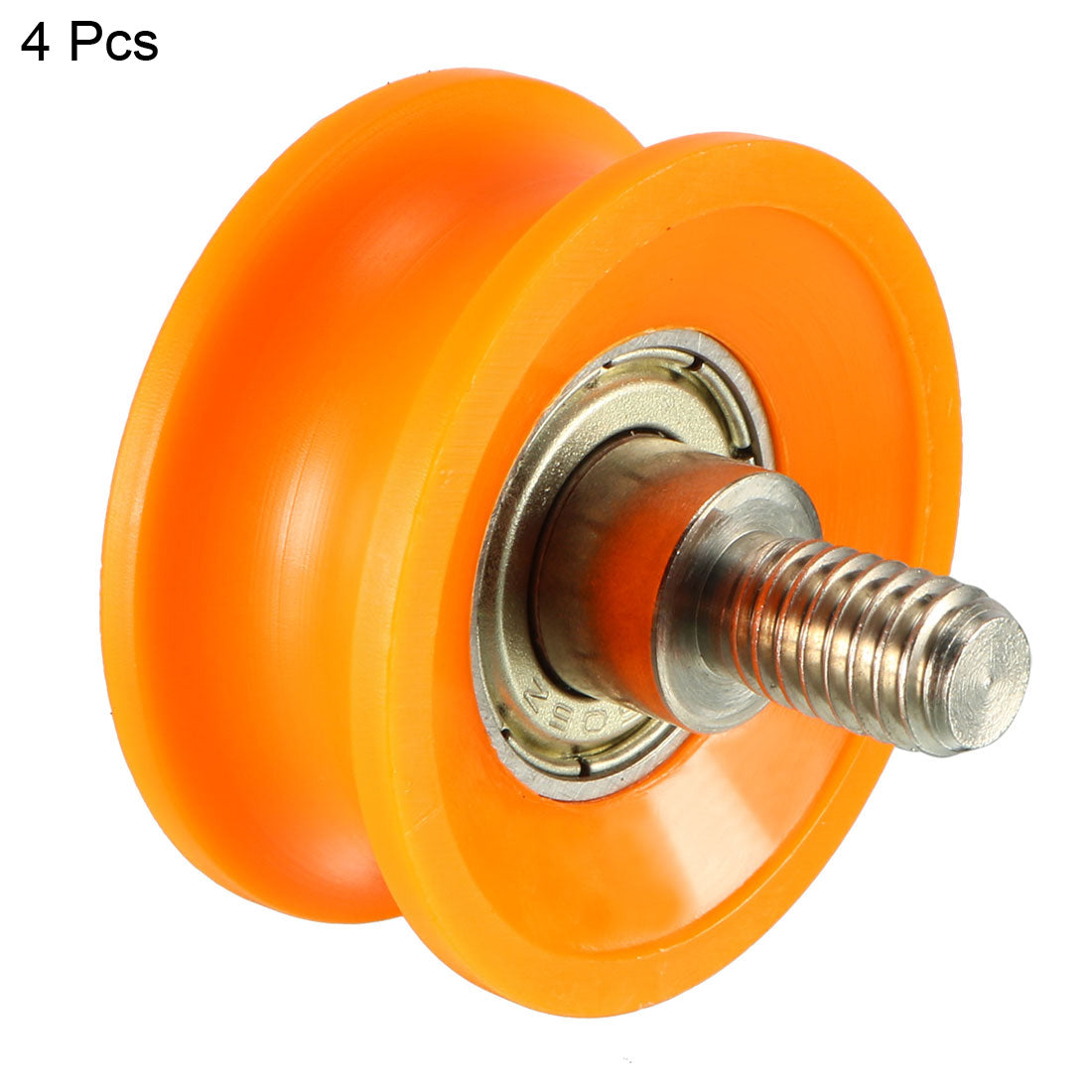 uxcell Uxcell 3mm Deep Metal V Groove Threaded Rod Track Guide Bearing Pulley Wheel Orange 30x13mm 4pcs