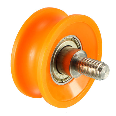 Harfington Uxcell 3mm Deep Metal V Groove Threaded Rod Track Guide Bearing Pulley Wheel Orange 30x13mm 4pcs