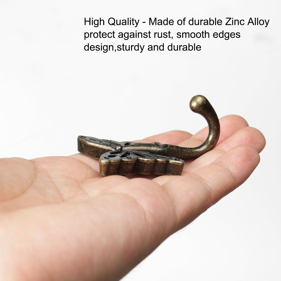 uxcell Uxcell 2pcs Robe Hooks Wall Mounted Zinc Alloy Scarf DIY Hanger with Screws Bronze Tone