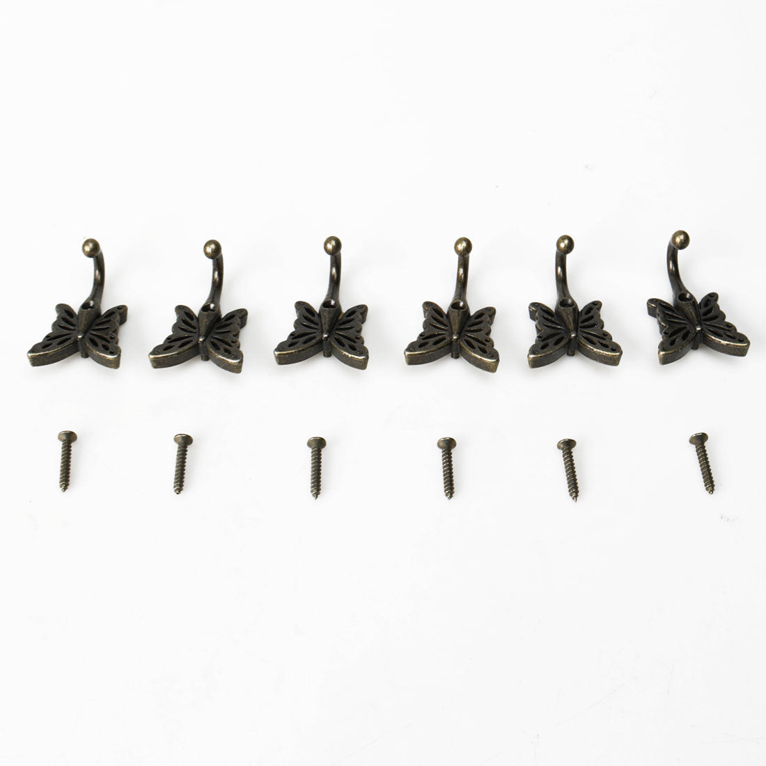 uxcell Uxcell 6pcs Robe Hooks Wall Mounted Zinc Alloy Scarf DIY Hanger with Screws Bronze Tone