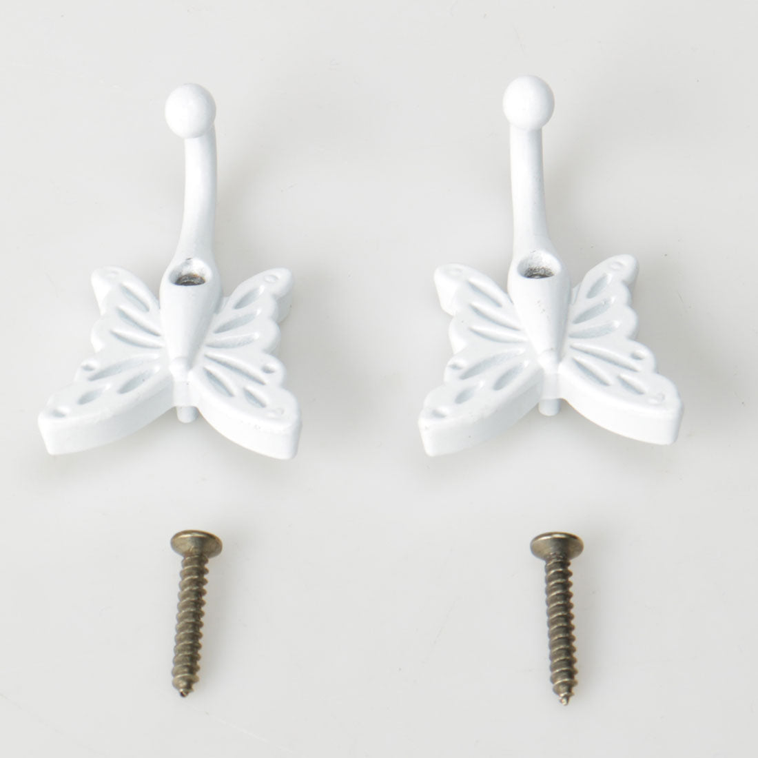 uxcell Uxcell 2pcs Robe Hooks Wall Mounted Zinc Alloy Coat Scarf DIY Hanger with Screws White