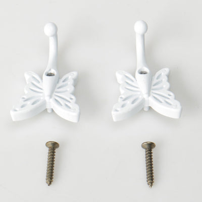 Harfington Uxcell 2pcs Robe Hooks Wall Mounted Zinc Alloy Coat Scarf DIY Hanger with Screws White