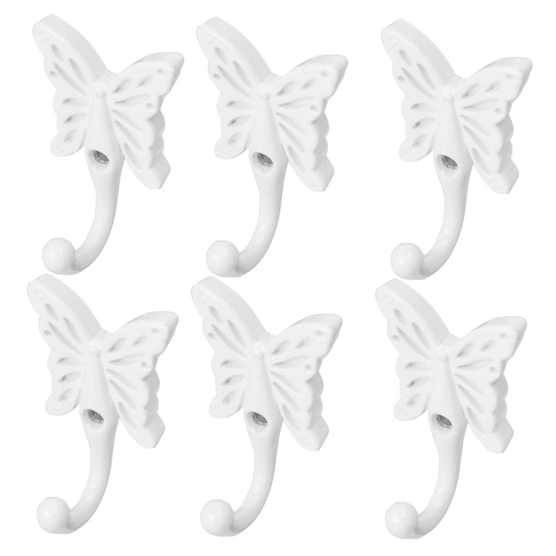 uxcell Uxcell 6pcs Robe Hooks Wall Mounted Zinc Alloy Coat Scarf DIY Hanger with Screws White