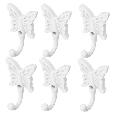 Harfington Uxcell 6pcs Robe Hooks Wall Mounted Zinc Alloy Coat Scarf DIY Hanger with Screws White