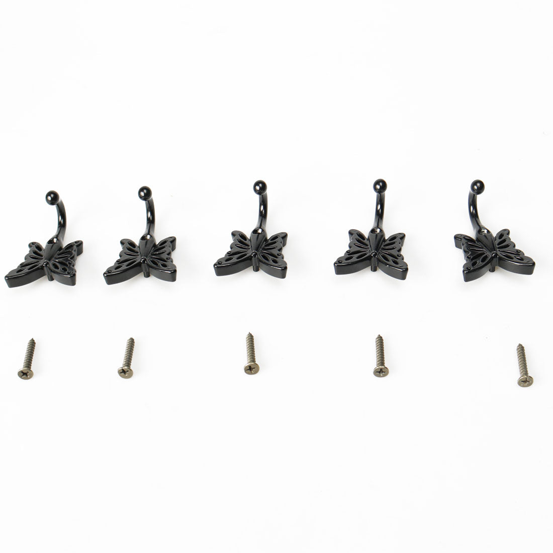 uxcell Uxcell 5pcs Robe Hooks Wall Mounted Zinc Alloy Coat Scarf DIY Hanger with Screws Black