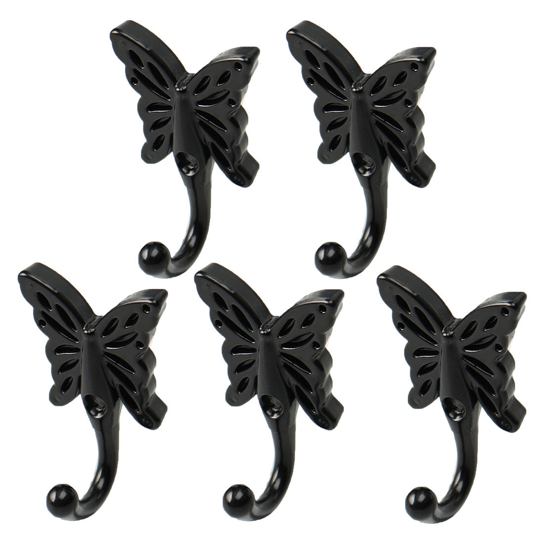uxcell Uxcell 5pcs Robe Hooks Wall Mounted Zinc Alloy Coat Scarf DIY Hanger with Screws Black