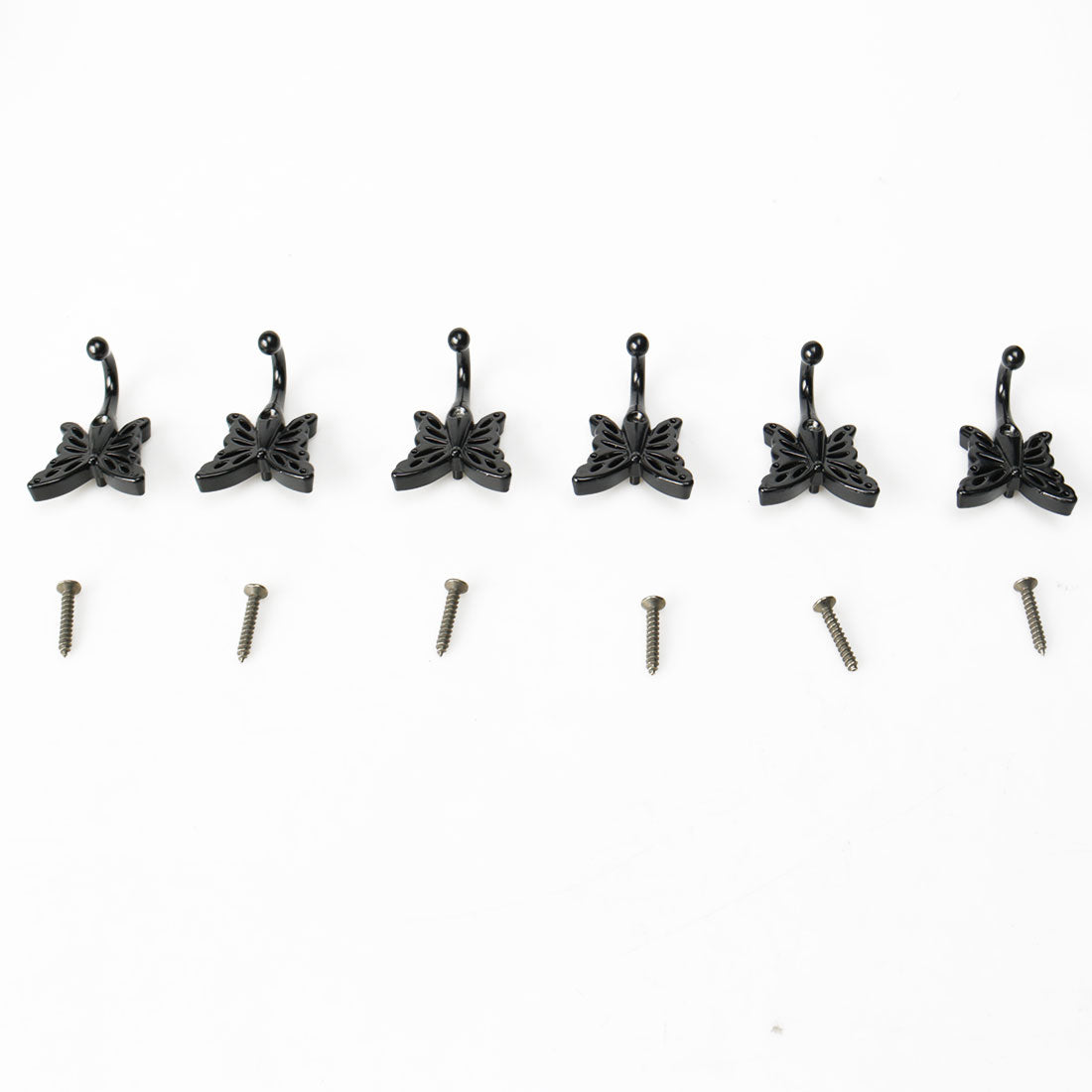 uxcell Uxcell 6pcs Robe Hooks Wall Mounted Zinc Alloy Coat Scarf DIY Hanger with Screws Black