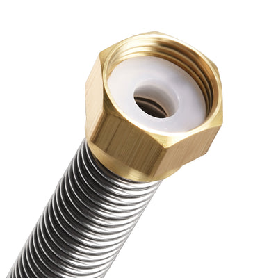 Harfington Uxcell Corrugated Stainless Steel Flexible Water Line 23.6inch Length G1/2 Female Threaded Connector with Washer