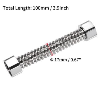 Harfington Uxcell Corrugated Stainless Steel Flexible Water Line 3.9inch Long G1/2 Female Threaded Connector with Washer