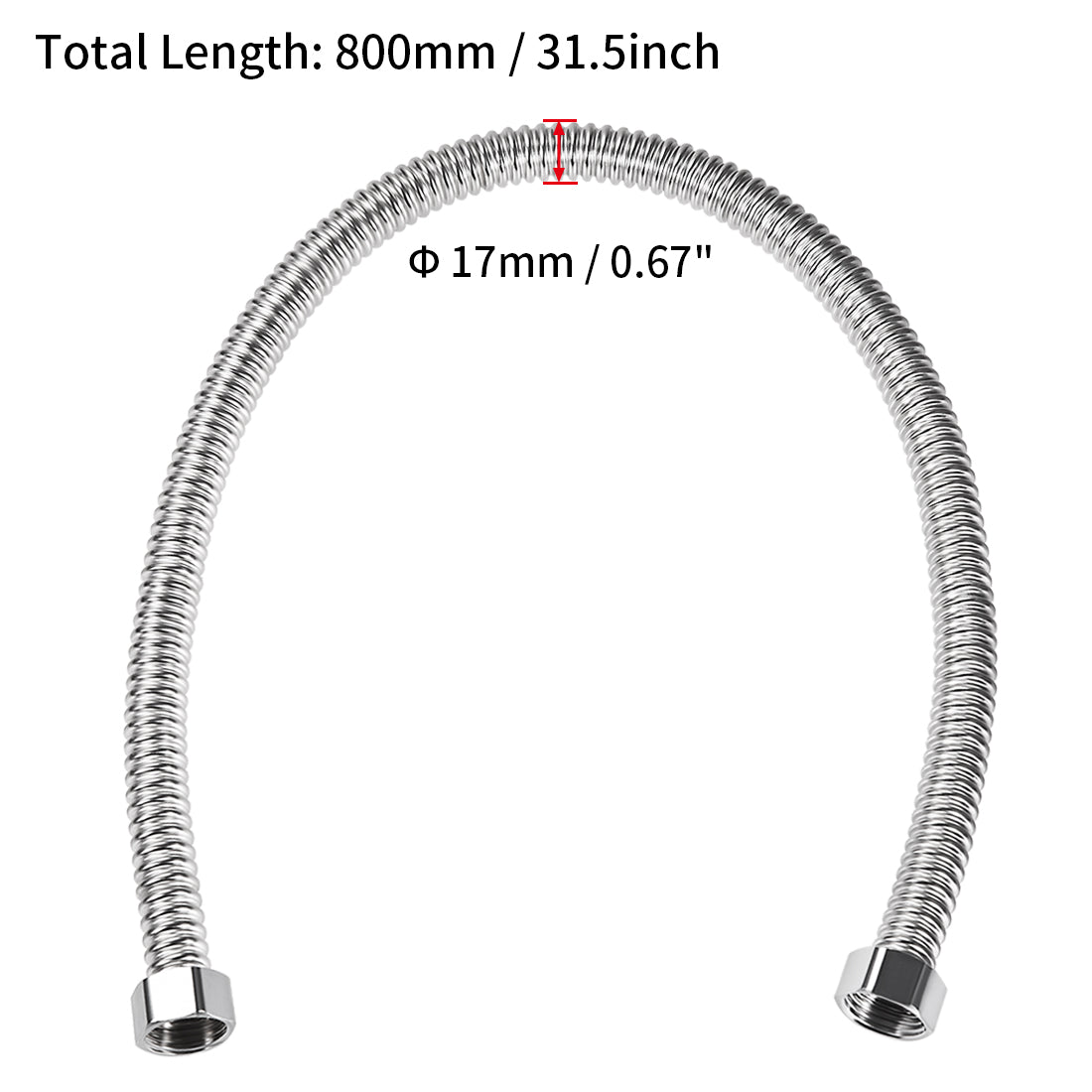 uxcell Uxcell Corrugated Stainless Steel Flexible Water Line 31.5inch Long G1/2 Female Threaded Connector with Washer
