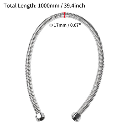 Harfington Uxcell Corrugated Stainless Steel Flexible Water Line 39.4inch Long G1/2 Female Threaded Connector with Washer