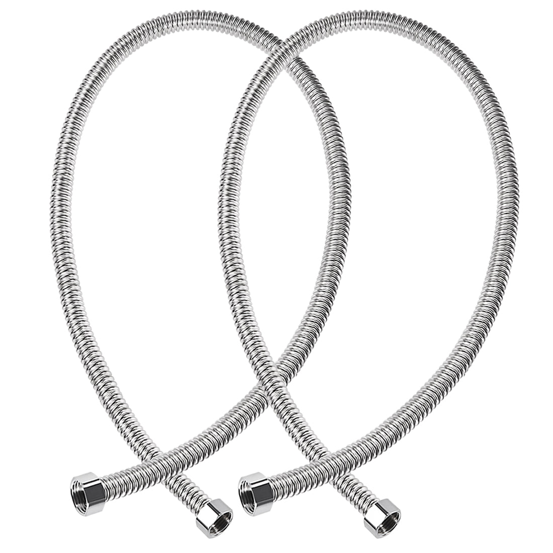 uxcell Uxcell Corrugated Stainless Steel Flexible Water Line 47.2inch Long G1/2 Female Threaded Connector with Washer , 2pcs