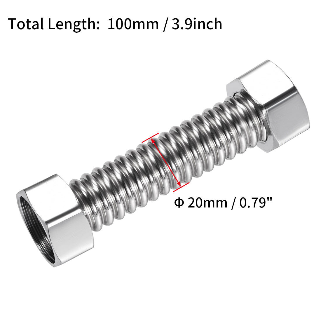 uxcell Uxcell Corrugated Stainless Steel Flexible Water Line 3.9inch Long G3/4 Female Threaded Connector with Washer , 2pcs