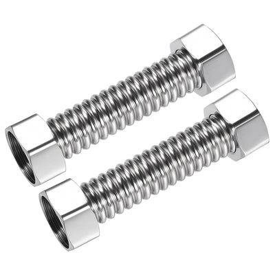 Harfington Uxcell Corrugated Stainless Steel Flexible Water Line 3.9inch Long G3/4 Female Threaded Connector with Washer , 2pcs
