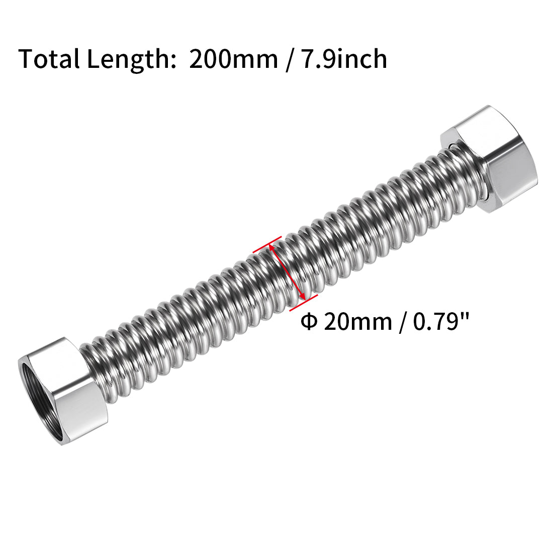 uxcell Uxcell Corrugated Stainless Steel Flexible Water Line 7.9inch Long G3/4 Female Threaded Connector with Washer