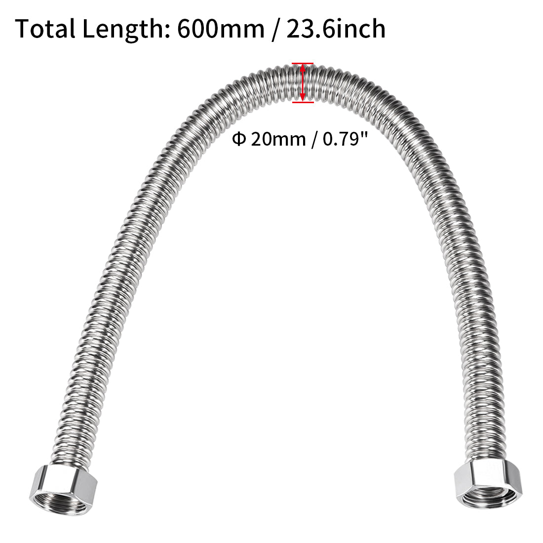 uxcell Uxcell Corrugated Stainless Steel Flexible Water Line 23.6inch Long G3/4 Female Threaded Connector with Washer , 2pcs