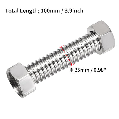 Harfington Uxcell Corrugated Stainless Steel Flexible Water Line 3.9inch Long G1 Female Threaded Connector with Washer