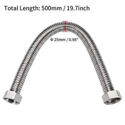 Harfington Uxcell Corrugated Stainless Steel Flexible Water Line 19.7inch Long G1 Female Threaded Connector with Washer