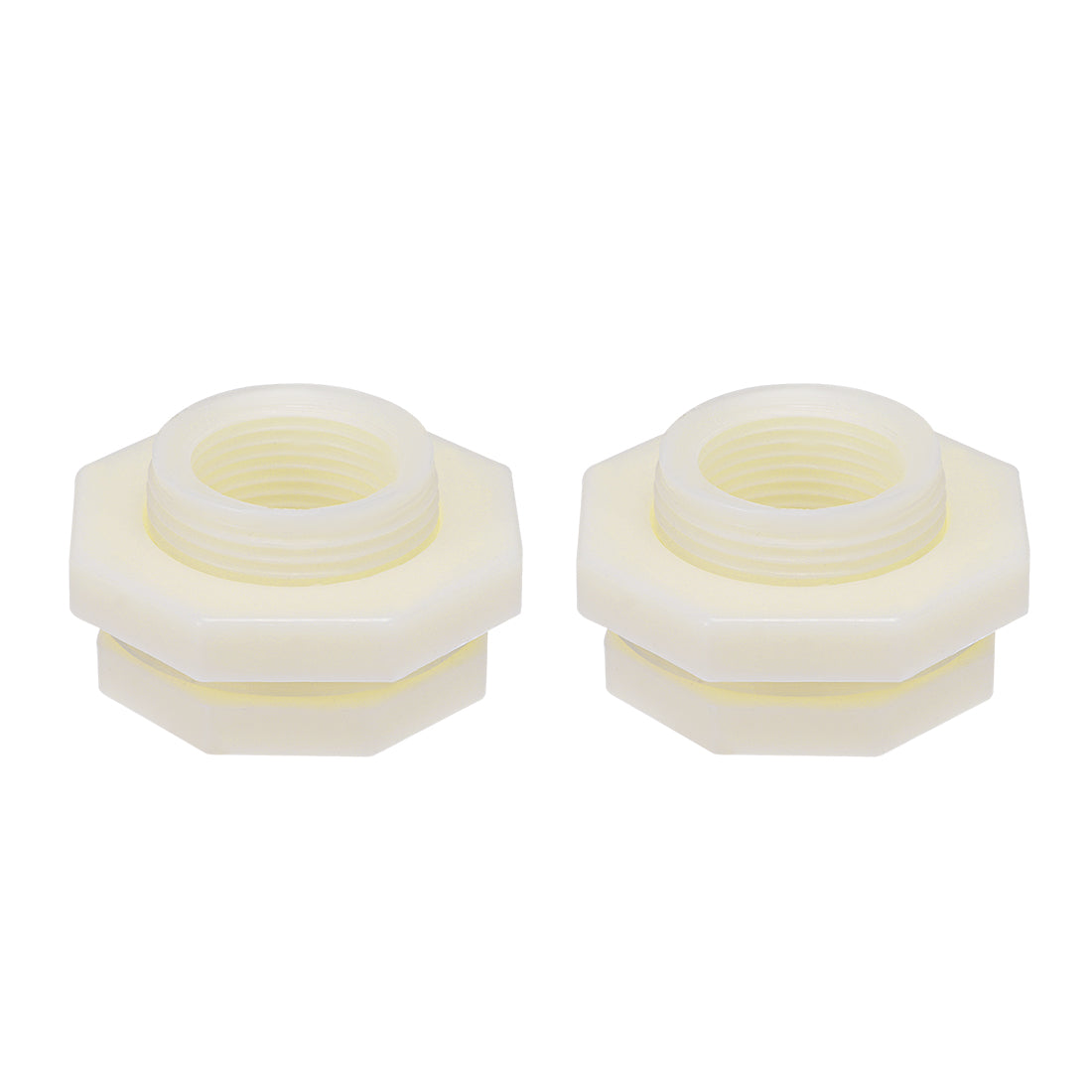 uxcell Uxcell ABS Bulkhead Tank Fitting Adapter for Rain Bucket Aquariums Water Tanks Ponds G1 Female 2Pcs