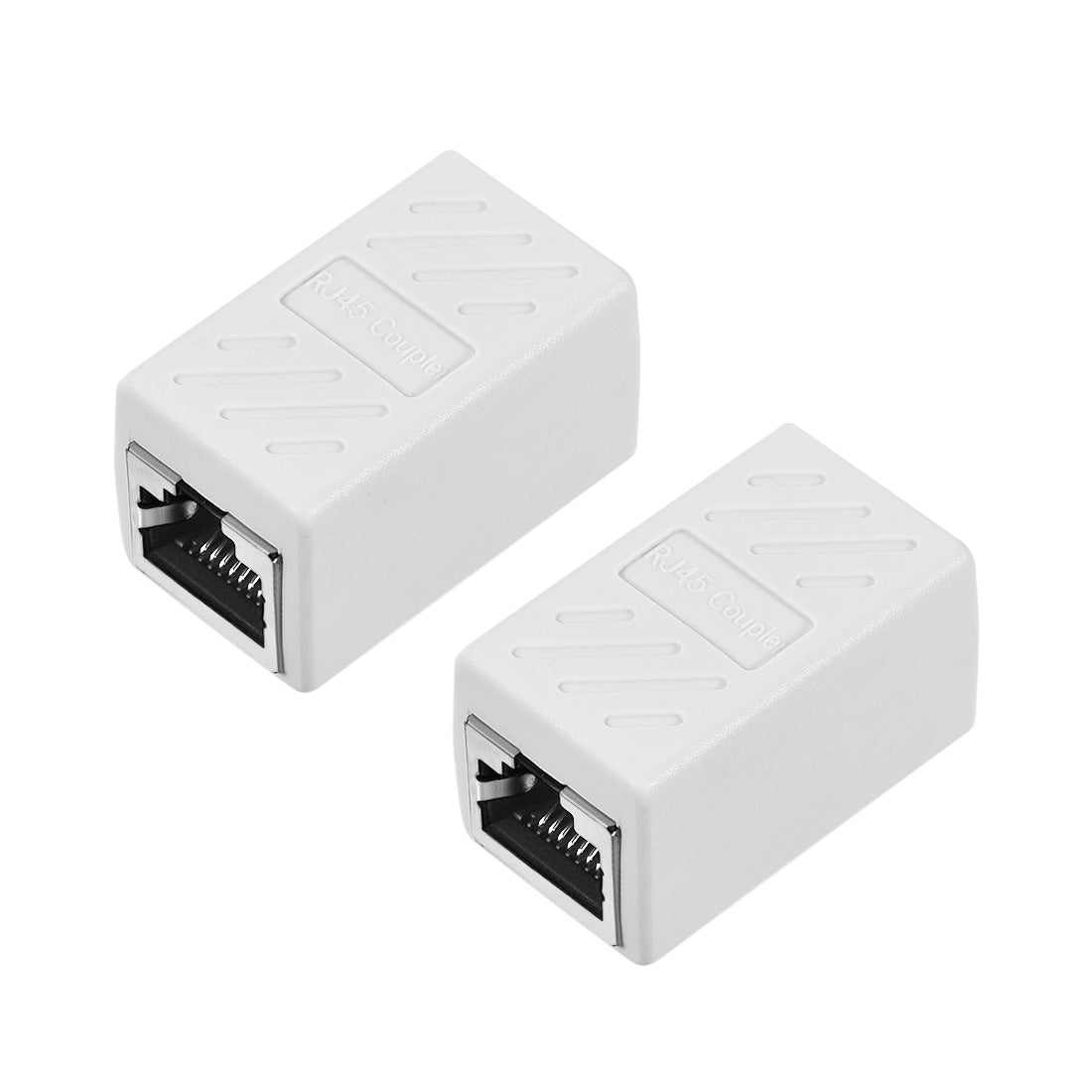 uxcell Uxcell RJ45 Coupler Inline Connector Cat7 Cat6 Cat5e Ethernet Cable Extender Adapter Female to Female 36x20x20mm White 2Pcs