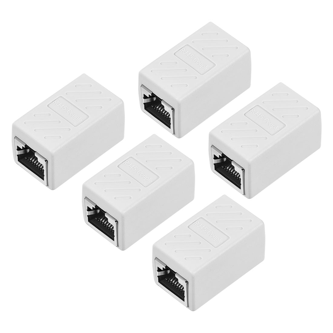 uxcell Uxcell RJ45 Coupler Inline Connector Cat7 Cat6 Cat5e Ethernet Cable Extender Adapter Female to Female 36x20x20mm White 5Pcs
