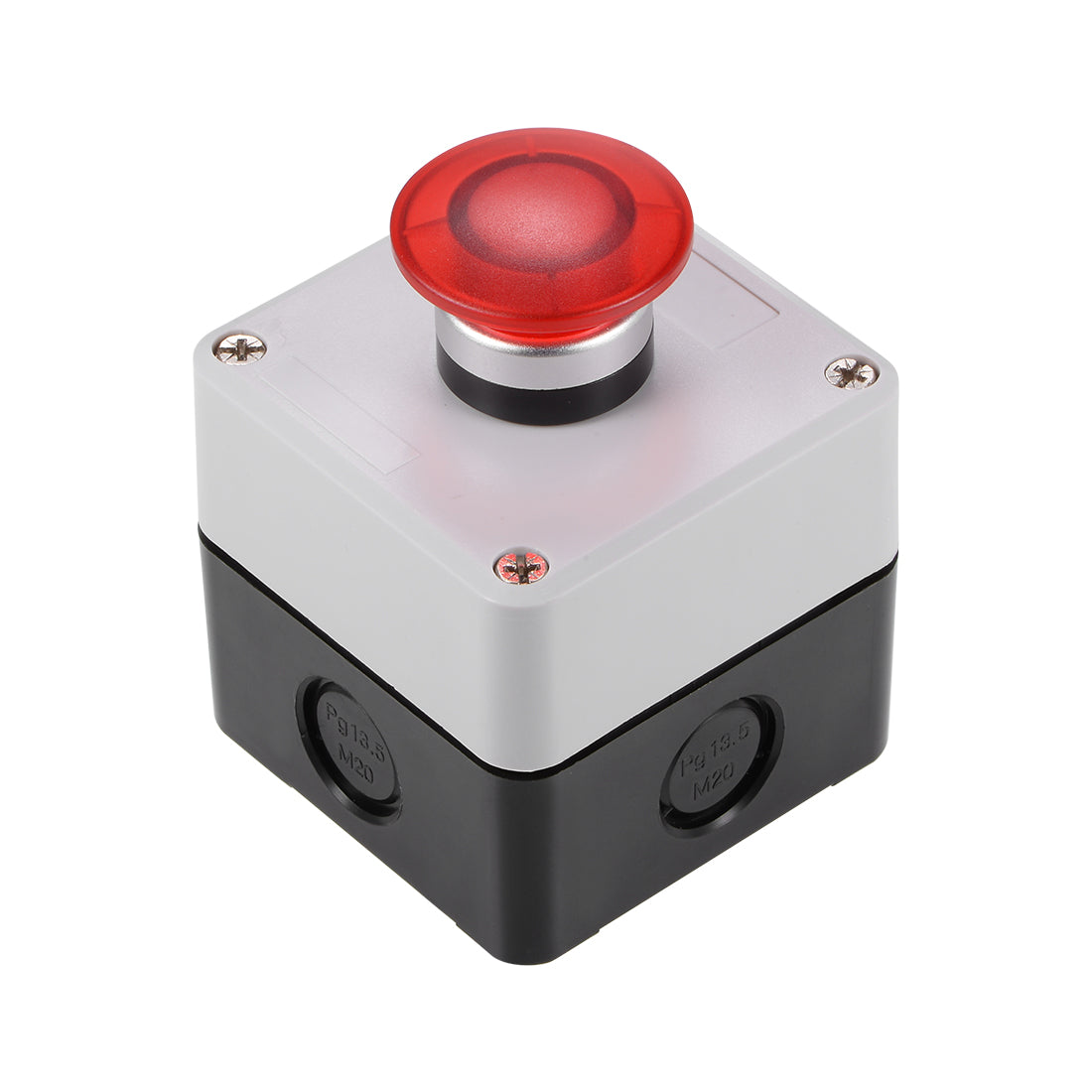 uxcell Uxcell Push Button Switch Station Momentary 1NC 1NO Mushroom Red Switch, 600V 10A