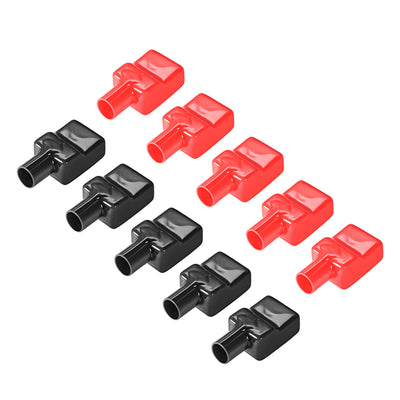 Harfington Uxcell Flexible Battery Terminal Insulating Rubber Protector Covers for 15mm Cable Red Black 5 Pairs
