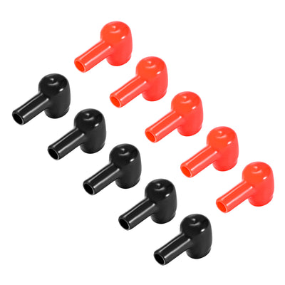 Harfington Uxcell Battery Terminal Insulating Rubber Protector Covers for 10mm Terminal 6mm Cable Red Black 5 Pairs