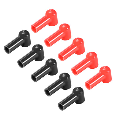 Harfington Uxcell Battery Terminal Insulating Rubber Protector Covers for 14mm Terminal 10mm Cable Red Black 5 Pairs