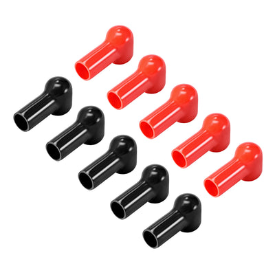 Harfington Uxcell Battery Terminal Insulating Rubber Protector Covers for 16mm Terminal 12mm Cable Red Black 5 Pairs