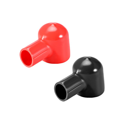 Harfington Uxcell Battery Terminal Insulating Rubber Protector Covers for 20mm Terminal 12mm Cable Red Black 1 Pair
