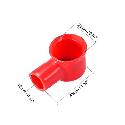 Harfington Uxcell Battery Terminal Insulating Rubber Protector Covers for 22mm Terminal 12mm Cable Red Black 5 Pairs