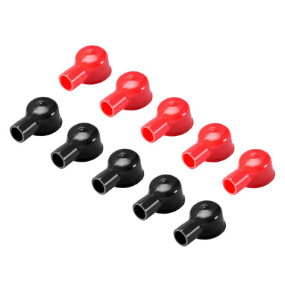 Harfington Uxcell Battery Terminal Insulating Rubber Protector Covers for 22mm Terminal 12mm Cable Red Black 5 Pairs
