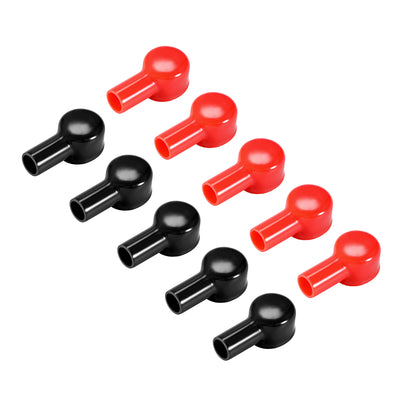 Harfington Uxcell Battery Terminal Insulating Rubber Protector Covers for 24mm Terminal 12mm Cable Red Black 5 Pairs