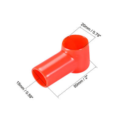 Harfington Uxcell Battery Terminal Insulating Rubber Protector Covers for 20mm Terminal 15mm Cable Red Black 5 Pairs