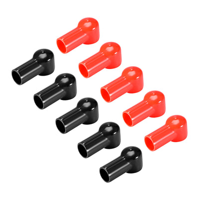 Harfington Uxcell Battery Terminal Insulating Rubber Protector Covers for 20mm Terminal 15mm Cable Red Black 5 Pairs