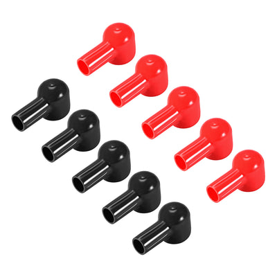 Harfington Uxcell Battery Terminal Insulating Rubber Protector Covers for 30mm Terminal 16mm Cable Red Black 5 Pairs