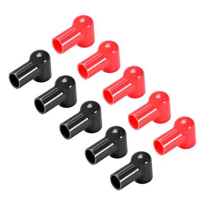 Harfington Uxcell Battery Terminal Insulating Rubber Protector Covers for 22mm Terminal 17mm Cable Red Black 5 Pairs