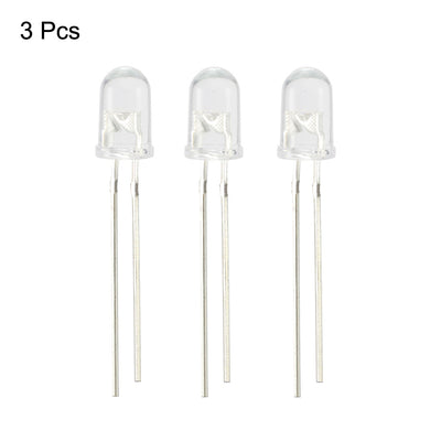 Harfington Uxcell 3pcs 3mm 365-370nm Light Emitting Diode DC 3.4V 20mA Clear Round Purple
