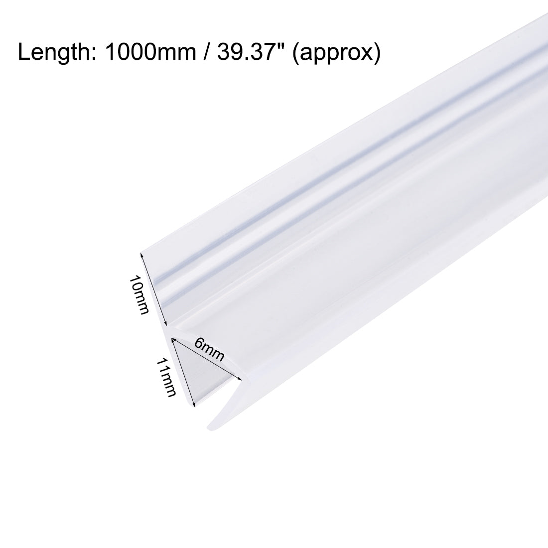 uxcell Uxcell Frameless Glass Shower Door Sweep h-Type with 10mm Drip Rail 6mm Glass x 1000mm