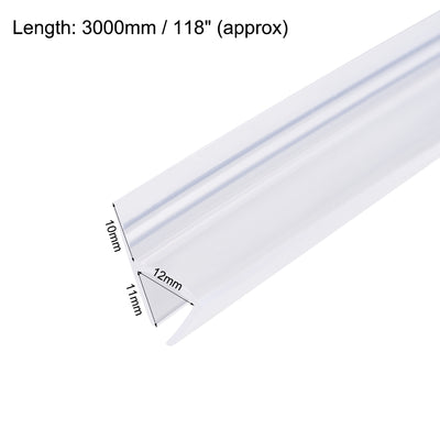 Harfington Uxcell Frameless Glass Shower Door Sweep h-Type with 10mm Drip Rail 12mm Glass x 3000mm