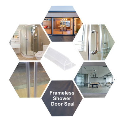 Harfington Uxcell Frameless Glass Shower Door Sweep - Door Corner Side Seal Strip Corner-Type with 3/8"(10mm) Drip Rail - 1/2"(12mm) Glass x 39.37"(1000mm) Length