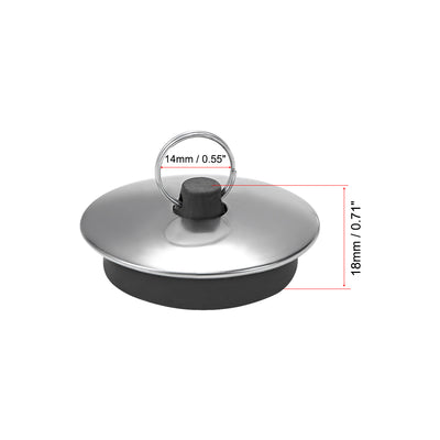 Harfington Uxcell Rubber Sink Plug Drain Stopper Fit 40mm with Ring for Kitchen Sink