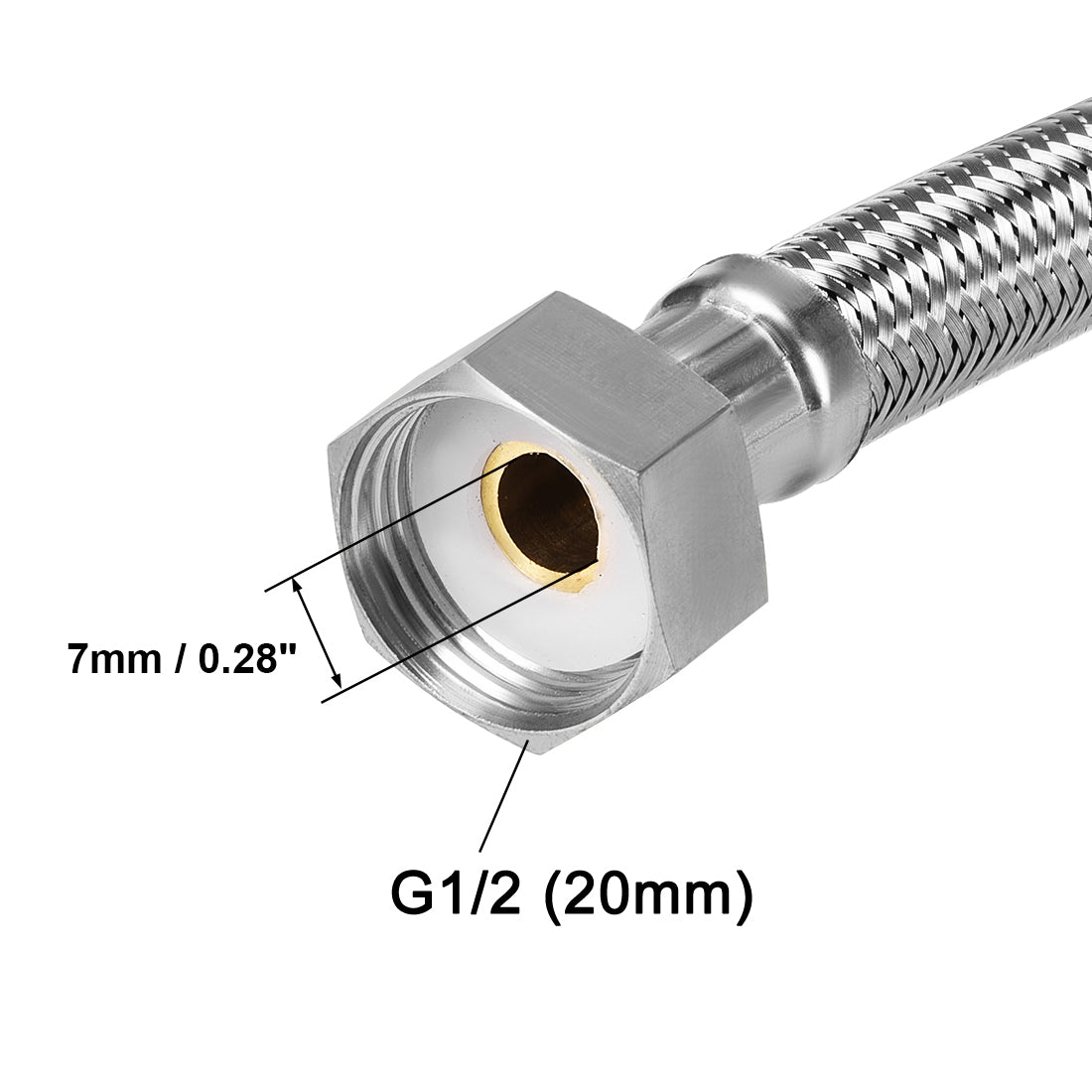 Uxcell Uxcell Faucet Supply Line Connector G1/2 Female x G1/2 Female 16" Long SUS304 Hose 2Pcs