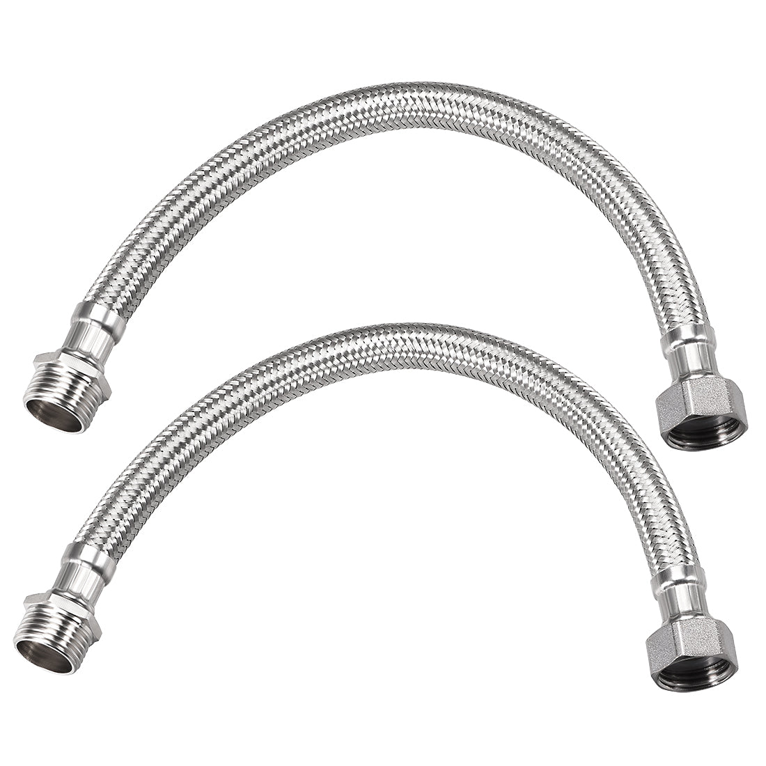 Uxcell Uxcell Faucet Supply Line Connector G1/2 Female x G1/2 Male 20" Long SUS304 Hose 2Pcs