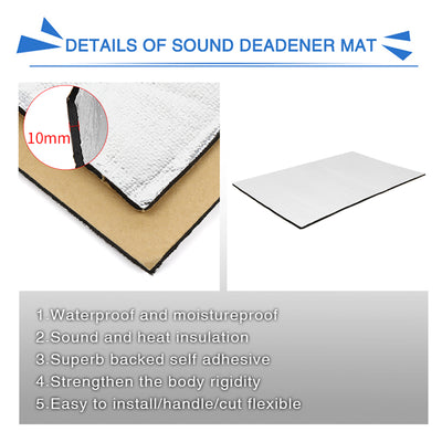Harfington Uxcell 394mil/10mm 1.6sqft Sound Deadening Heat Deadener Insulation Mat Intensive Alumium Foil Acoustic Barrier 20x12inch/50x30cm