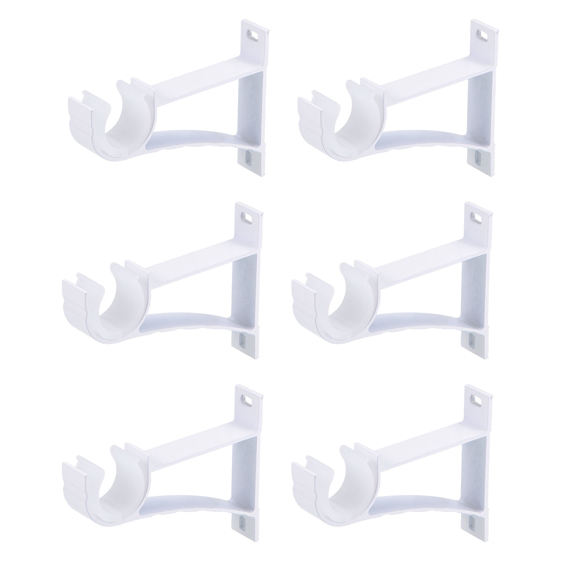uxcell Uxcell Curtain Rod Bracket Aluminum Alloy Single Holder Support for 24mm Drapery Rod 108 x 82 x 19mm White 6 Pcs