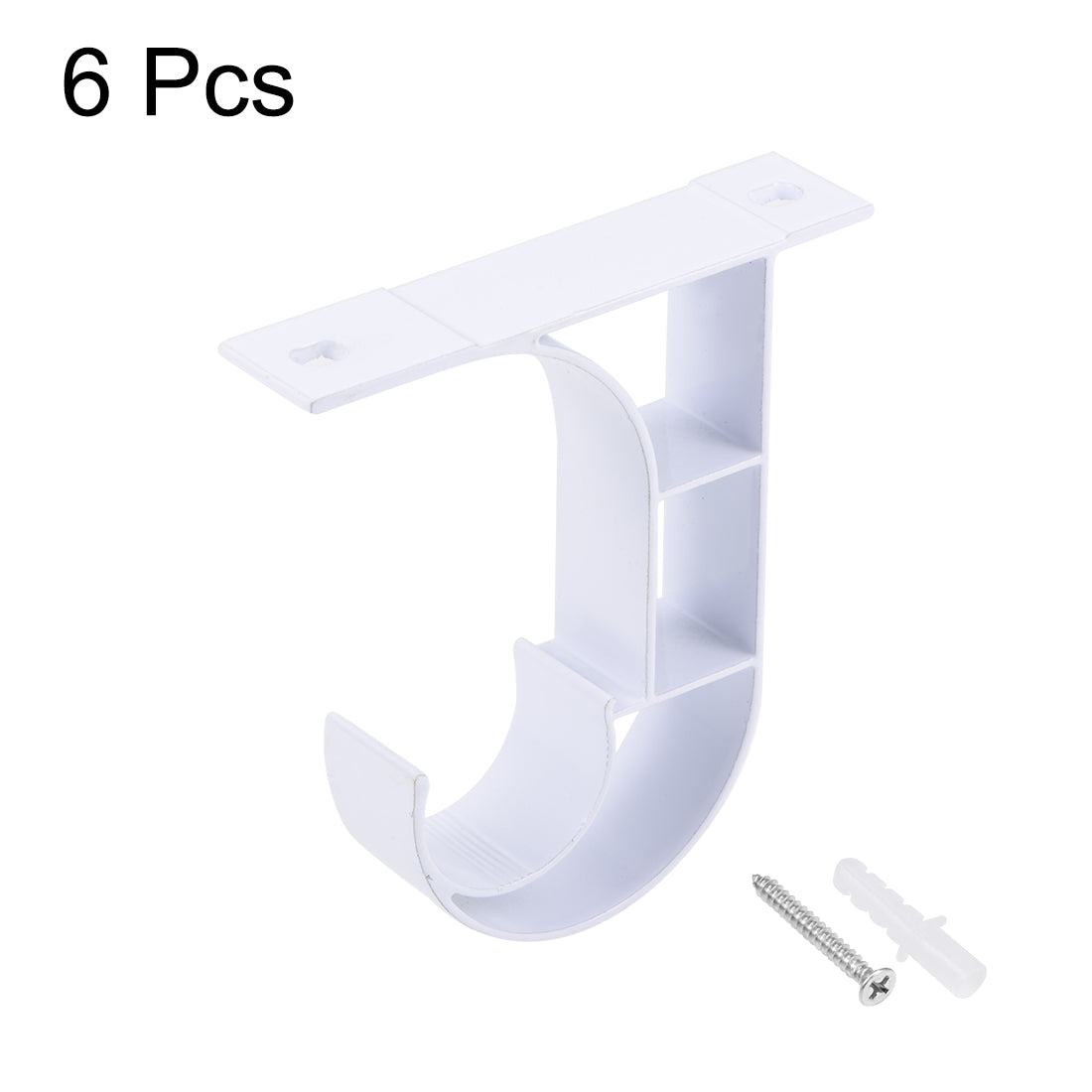 uxcell Uxcell Curtain Rod Bracket Aluminum Alloy Single Holder Support for 25mm Drapery Rod 80 x 75 x 18mm White 6Pcs