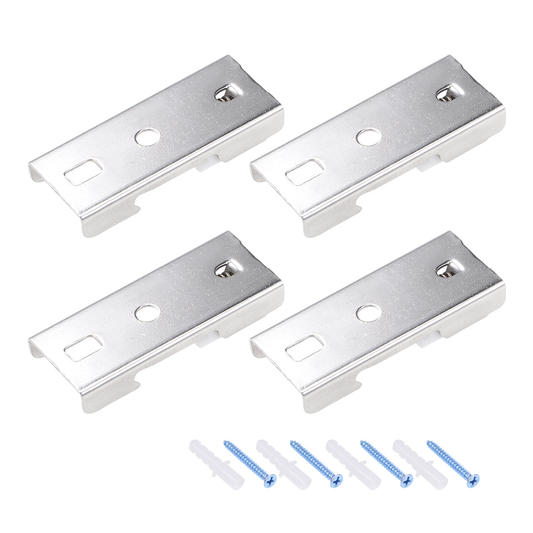 uxcell Uxcell Curtain Rod Bracket Stainless Steel Drapery Track Holder for 20mm Rail Top Mounted on Ceiling 4 Pcs